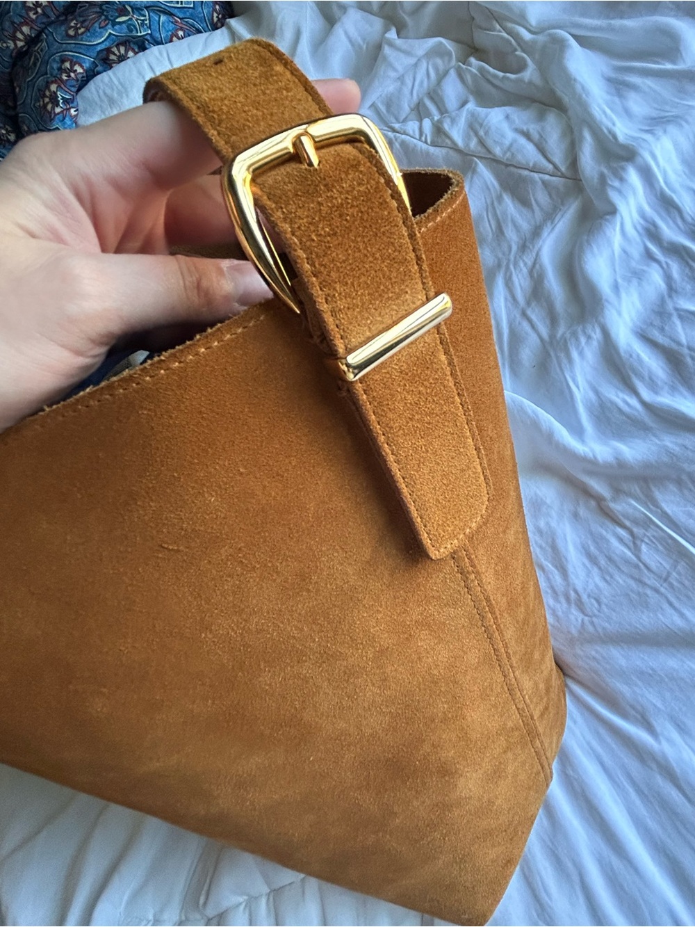 Madewell Suede Bucket Bag in Cognac Brown with Leather Strap - Picture 7 of 7
